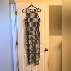 LOFT brown and White Striped Maxi Dress